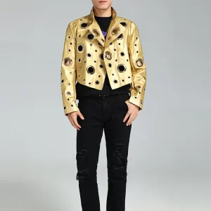 Nerazzurri Spring Autumn Cool Handsome Short Hollow Out Pu Leather Jacket Men with Holes Luxury Designer Unisex Y2K Streetwear