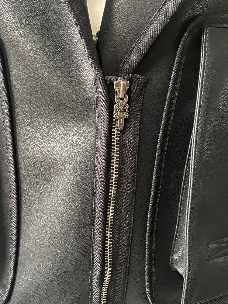 Nerazzurri Spring Autumn Cool Handsome Emo Hard Short Black Pu Leather Jacket Blazer Men with Three-dimensional Pockets Zipper - Image 6