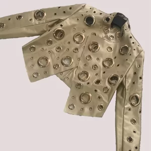 Nerazzurri Autumn Short Hollow Out Patchwork Short Pu Leather Jacket Women Plus Size Luxury Designer Punk Style Streetwear 5xl